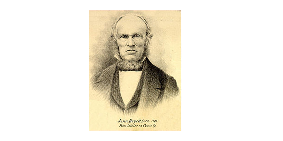 Sepia-toned engraved portrait of a bald, stern-looking man with sideburns in a dark suit, from a 19th-century illustration.